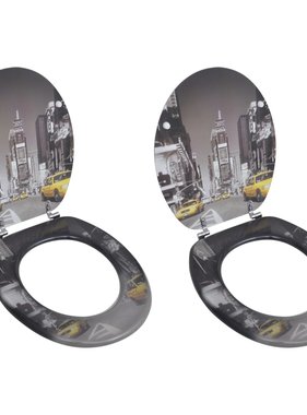 VidaXL Toiletbrillen met deksels 2 st New York MDF