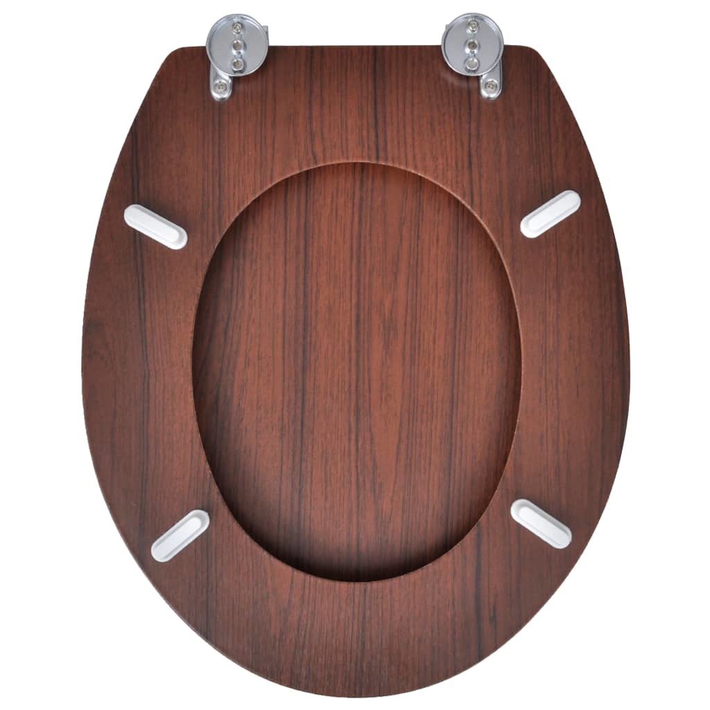 VidaXL Toiletbrillen met hard-close deksel 2 st MDF bruin