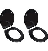 vidaXL Toiletbril met hard-closedeksel 2 st MDF zwart