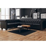 VidaXL Chesterfield hoekbank 6-zits kunstleer zwart