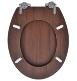 vidaXL Toiletbril met soft-closedeksel 2 st MDF bruin