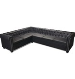 vidaXL Chesterfield hoekbank 6-zits kunstleer zwart