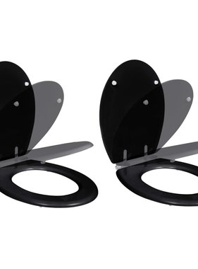 VidaXL Toiletbril met soft-closedeksel 2 st MDF zwart