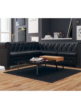 vidaXL Chesterfield 5-zitsbank kunstleer zwart