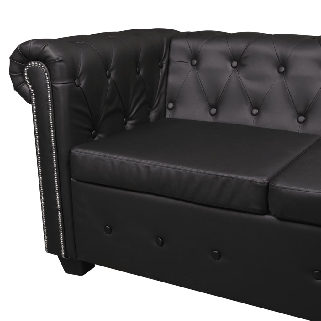 vidaXL Chesterfield 5-zitsbank kunstleer zwart