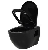 VidaXL Hangend toilet met verborgen stortbak keramisch zwart