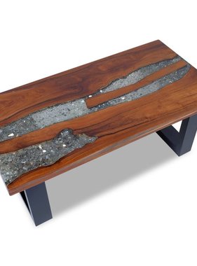 VidaXL Salontafel massief teakhout hars 100x50 cm