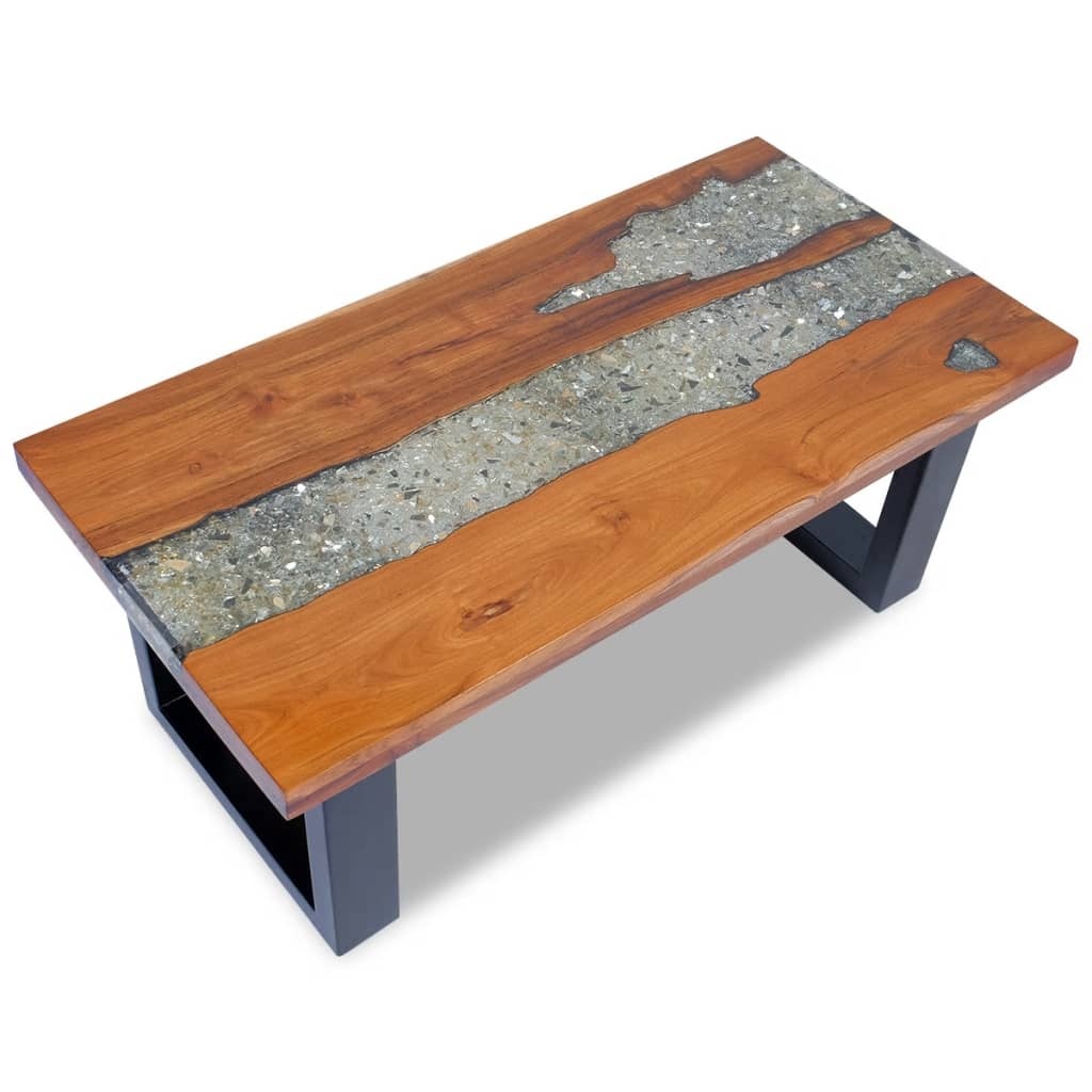 vidaXL Salontafel massief teakhout hars 100x50 cm