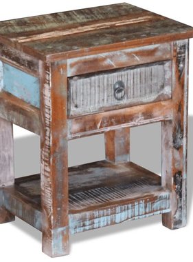 VidaXL Bijzettafel met lade 43x33x51 cm massief gerecycled hout