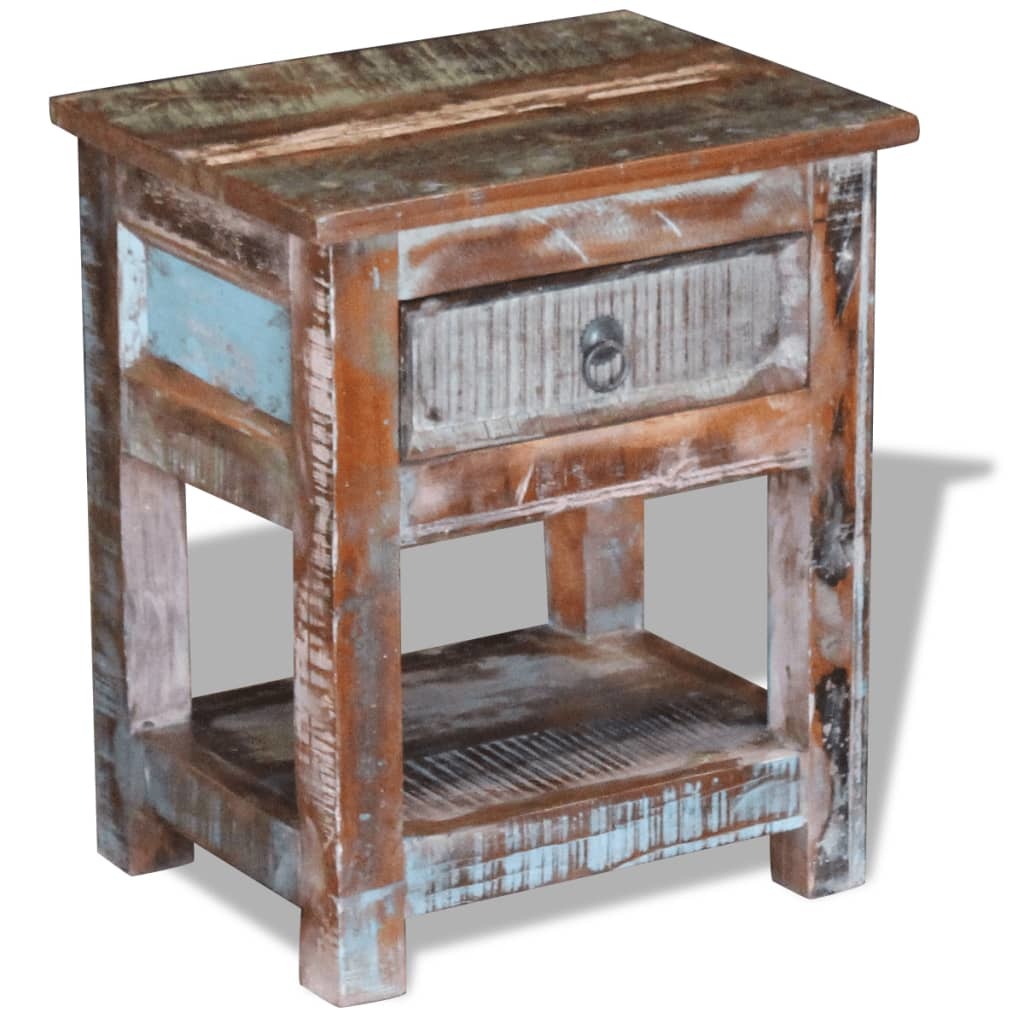 VidaXL Bijzettafel met lade 43x33x51 cm massief gerecycled hout