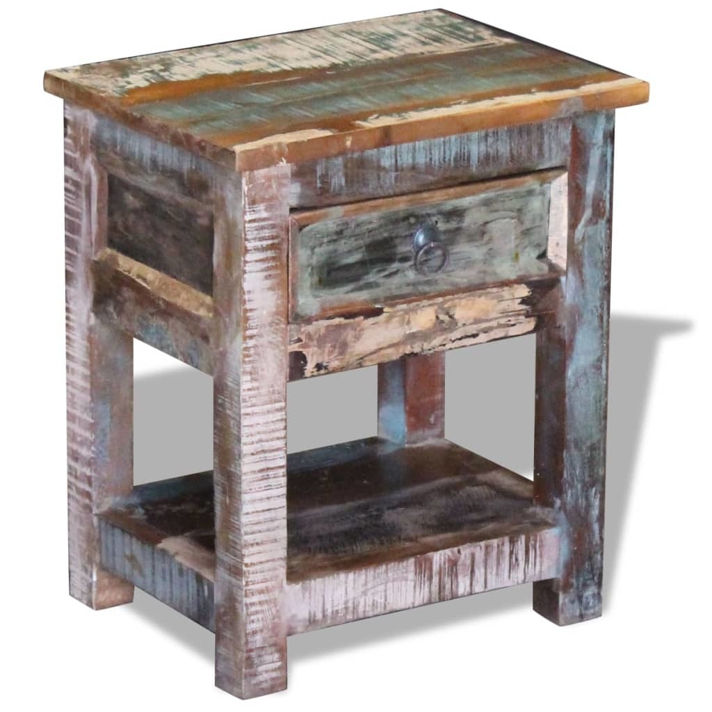 VidaXL Bijzettafel met lade 43x33x51 cm massief gerecycled hout