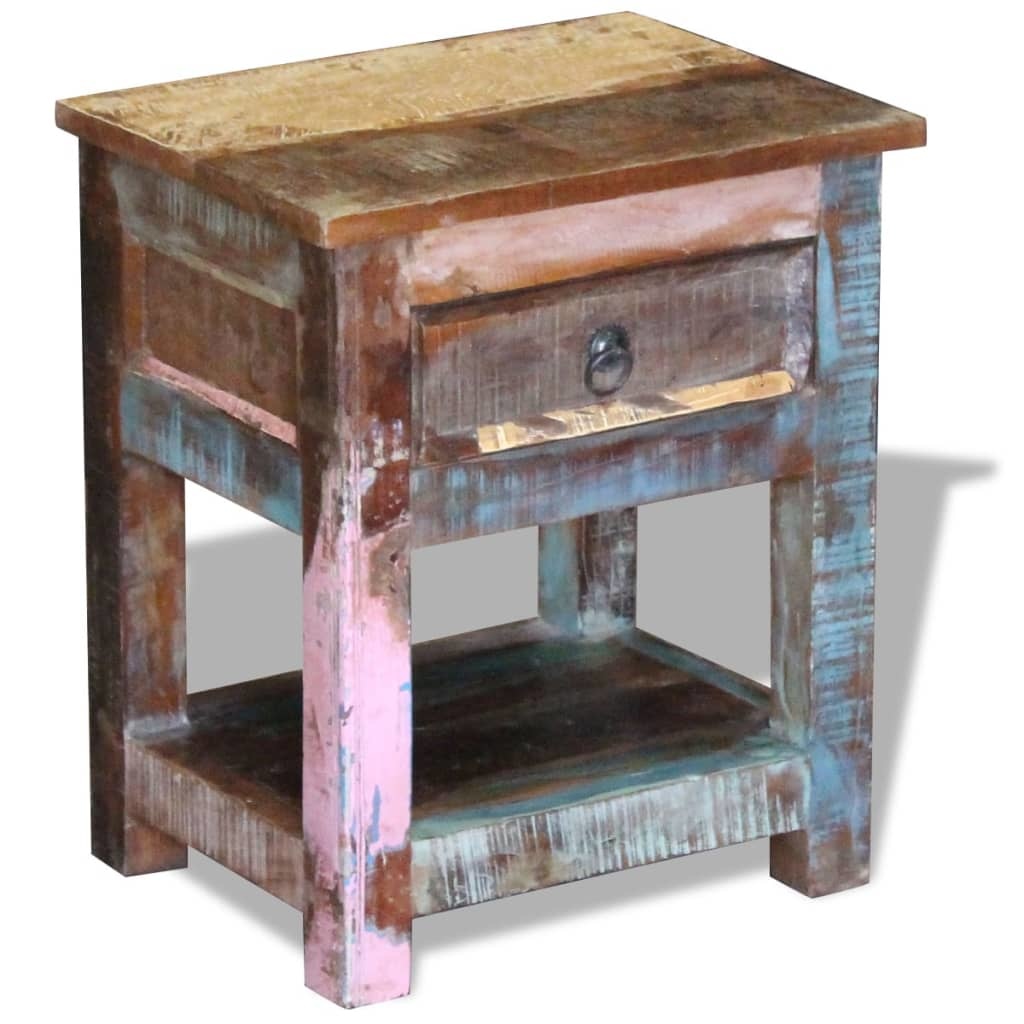 VidaXL Bijzettafel met lade 43x33x51 cm massief gerecycled hout