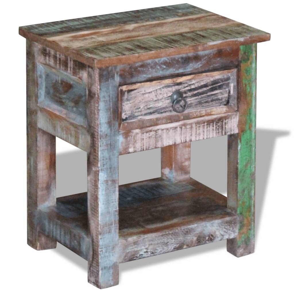 VidaXL Bijzettafel met lade 43x33x51 cm massief gerecycled hout