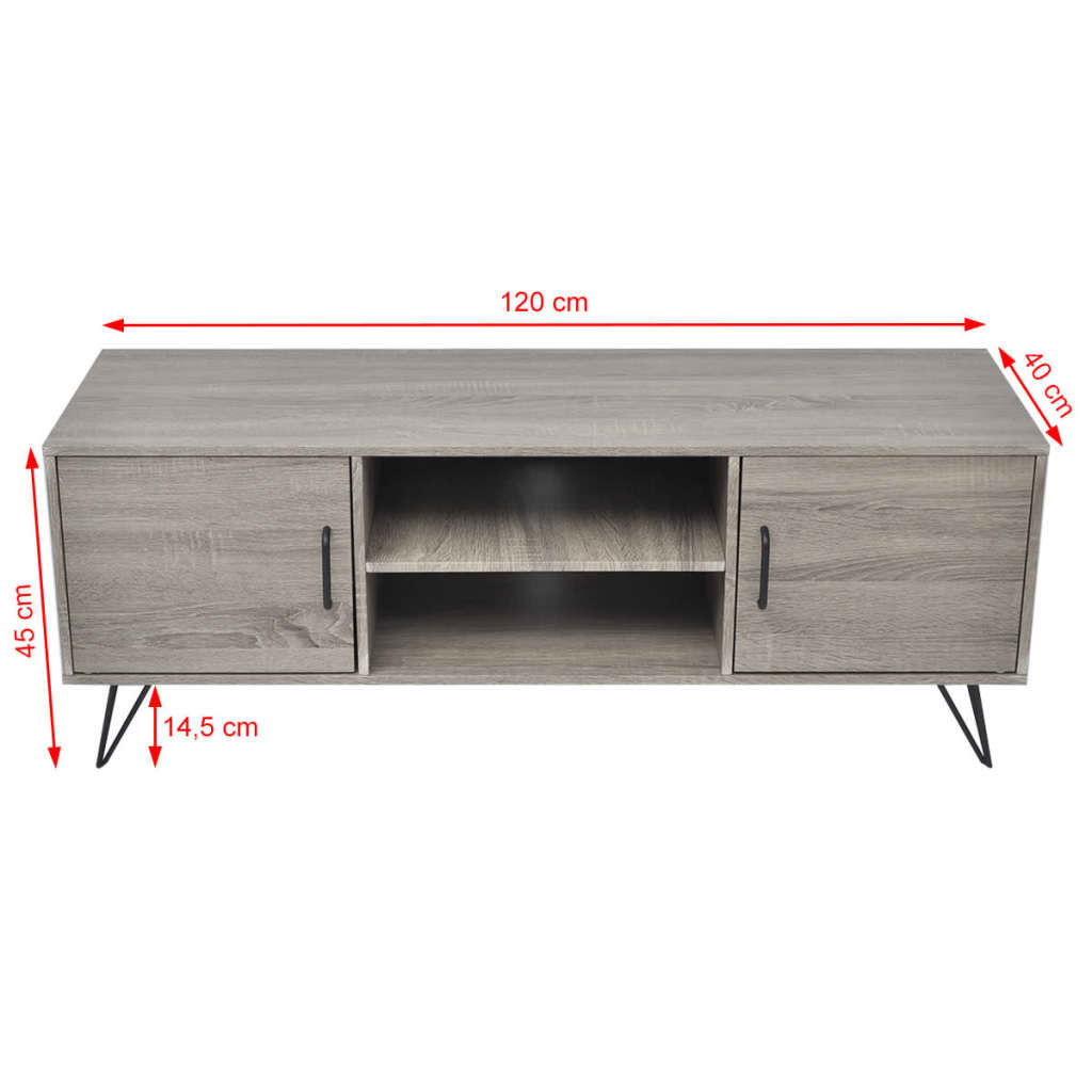 vidaXL Tv-meubel 120x40x45 cm grijs