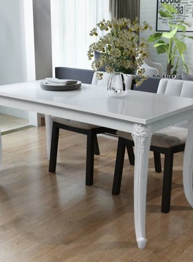 vidaXL Eettafel 116x66x76 cm hoogglans wit