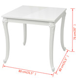 VidaXL Eettafel 80 x 80 x 76 cm hoogglans wit