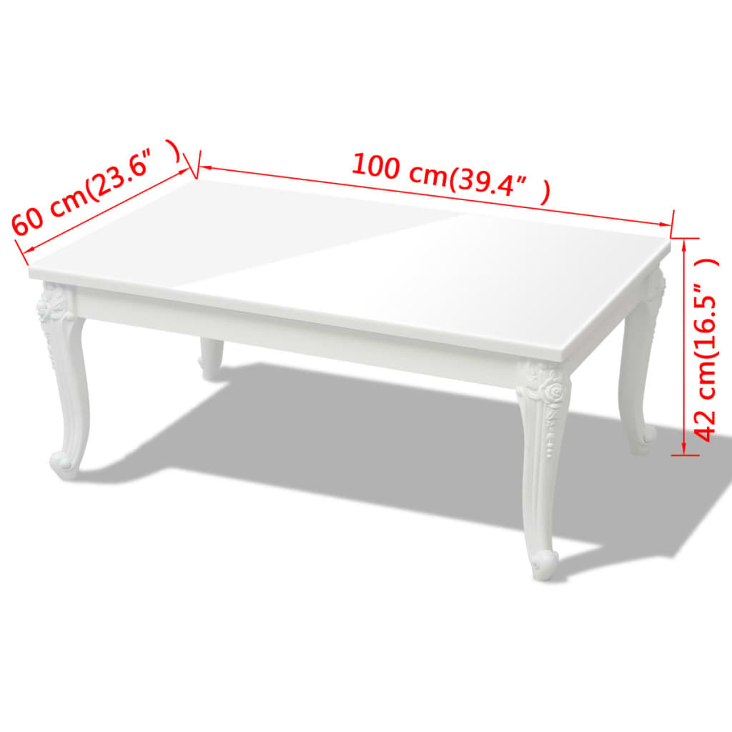 vidaXL Salontafel 100 x 60 x 42 cm hoogglans wit