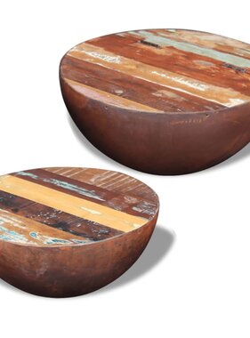 VidaXL 2-delige Salontafelset komvormig massief gerecycled hout