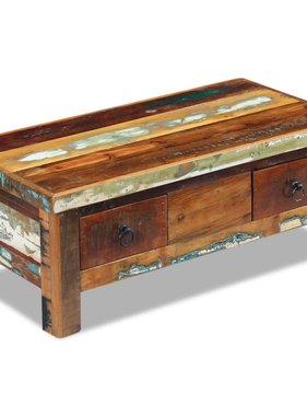 VidaXL Salontafel met lades 90x45x35 cm massief gerecycled hout