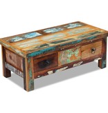 VidaXL Salontafel met lades 90x45x35 cm massief gerecycled hout