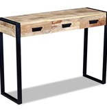 vidaXL Wandtafel met 3 lades 110x35x78 cm massief mangohout