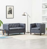 vidaXL Bankstel Chesterfield-stijl stoffen bekleding grijs 2-delig