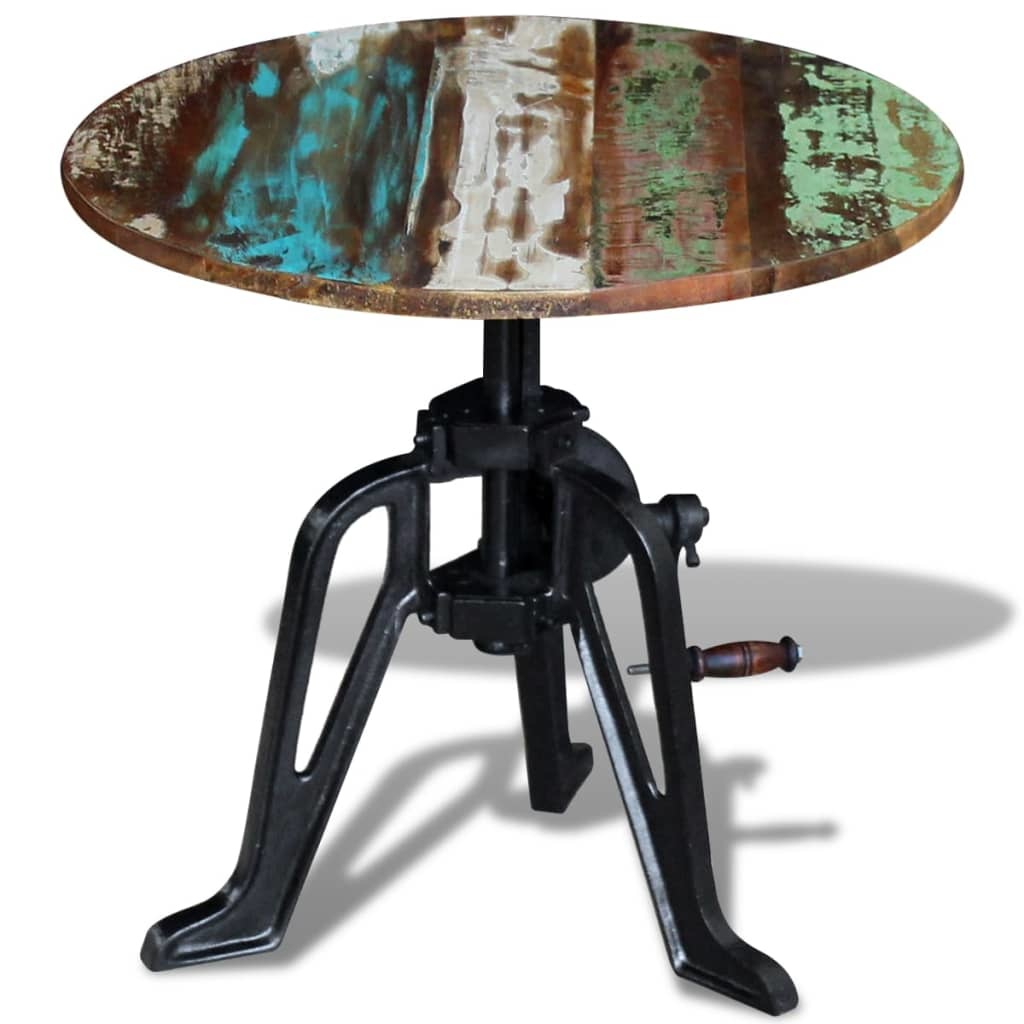 VidaXL Bijzettafel 60x(42-63) cm massief gerecycled hout en gietijzer