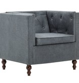 vidaXL Bankstel Chesterfield-stijl stoffen bekleding grijs 2-delig