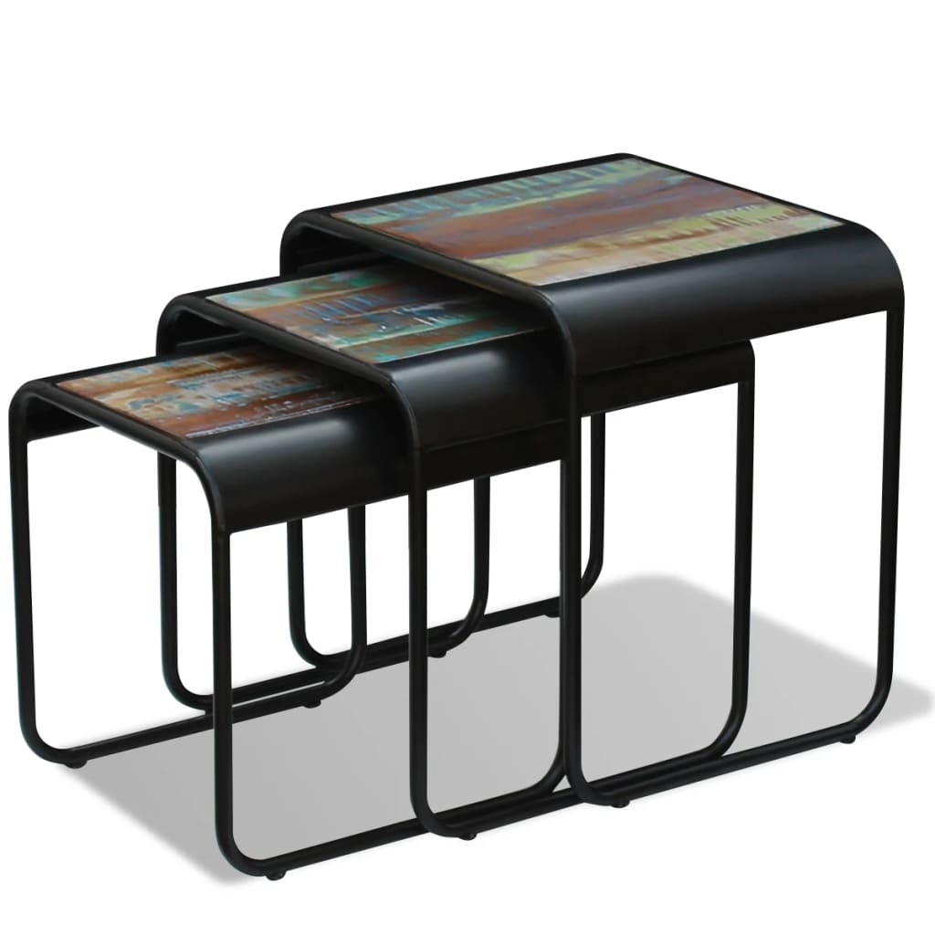 VidaXL 3-delige Tafeltjesset massief gerecycled hout