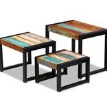 VidaXL 3-delige Tafeltjesset massief gerecycled hout