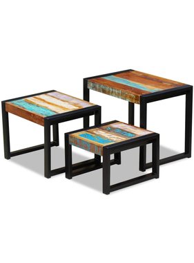 VidaXL 3-delige Tafeltjesset massief gerecycled hout