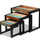 VidaXL 3-delige Tafeltjesset massief gerecycled hout