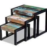 VidaXL 3-delige Tafeltjesset massief gerecycled hout