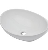 VidaXL Badkamerwastafel met mengkraan ovaal keramiek wit