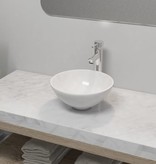VidaXL Badkamerwastafel met mengkraan rond keramiek wit