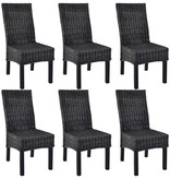 VidaXL Eetkamerstoelen 6 st kubu rattan en mangohout zwart