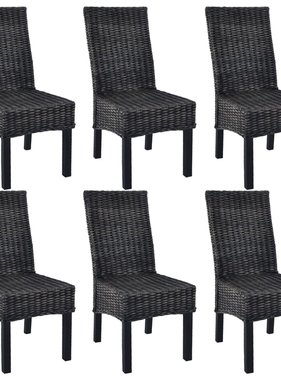 VidaXL Eetkamerstoelen 6 st kubu rattan en mangohout zwart