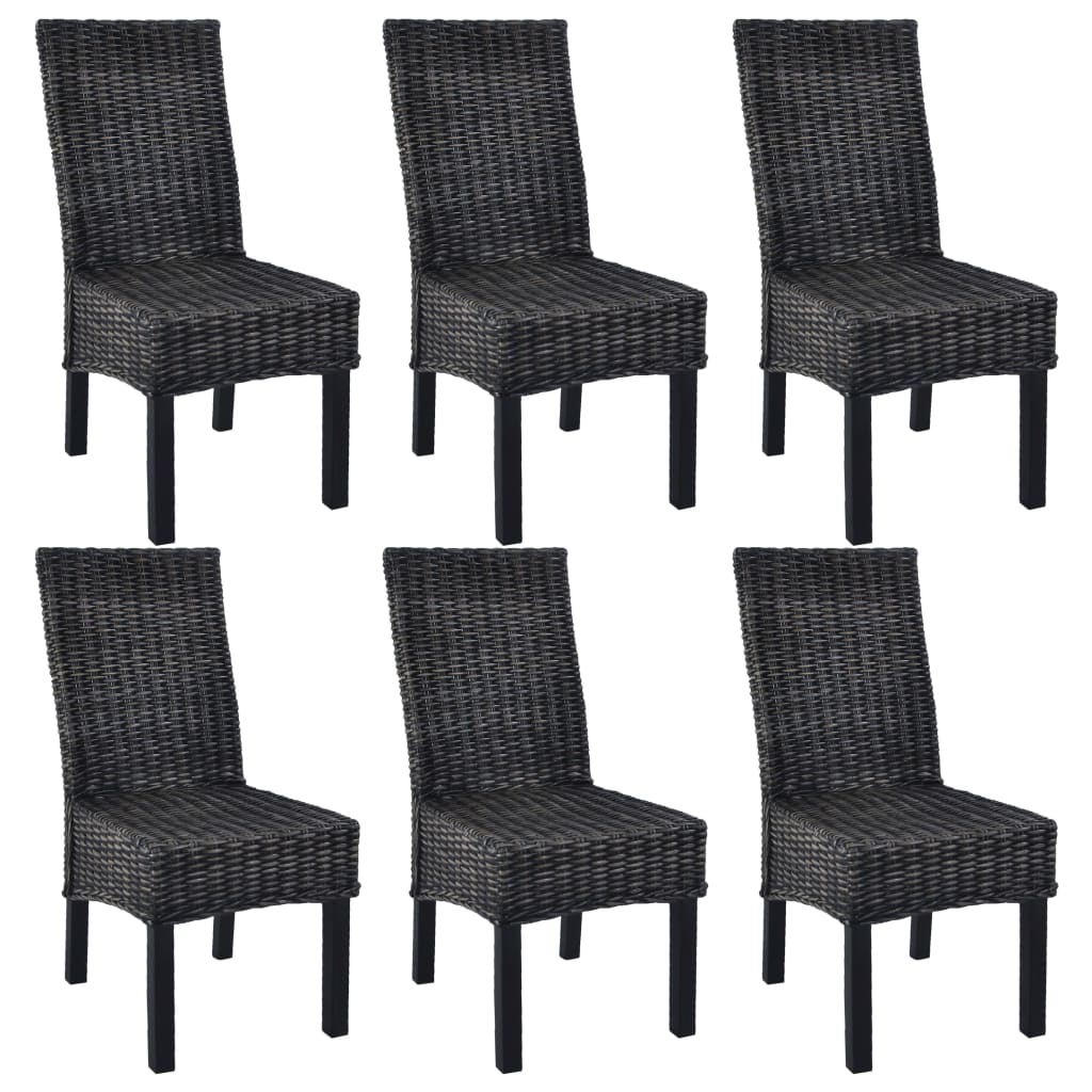 VidaXL Eetkamerstoelen 6 st kubu rattan en mangohout zwart