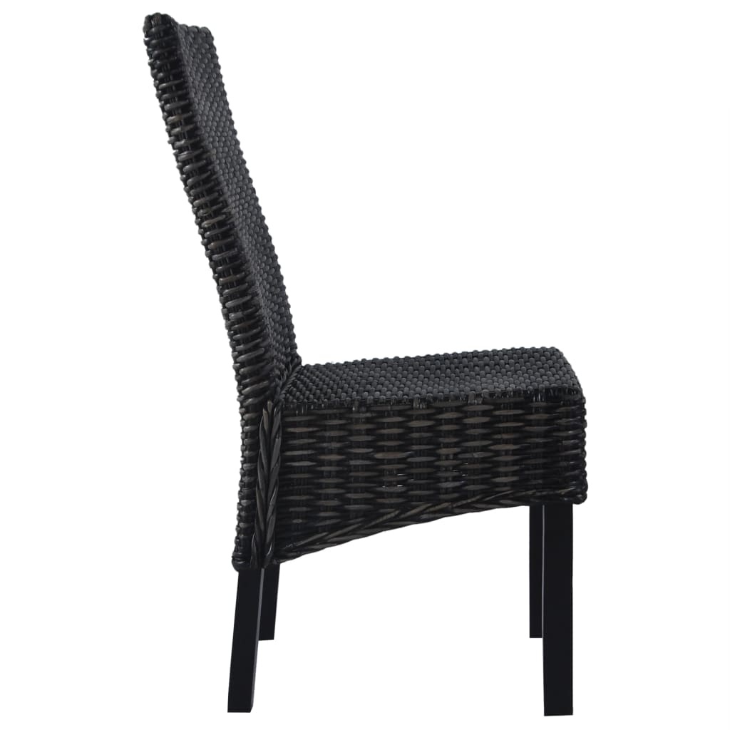 VidaXL Eetkamerstoelen 6 st kubu rattan en mangohout zwart