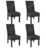 VidaXL Eetkamerstoelen 4 st kubu rattan en mangohout zwart