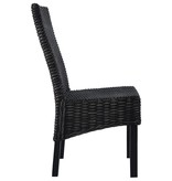 VidaXL Eetkamerstoelen 4 st kubu rattan en mangohout zwart