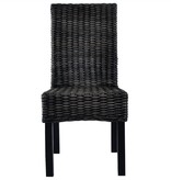 VidaXL Eetkamerstoelen 4 st kubu rattan en mangohout zwart