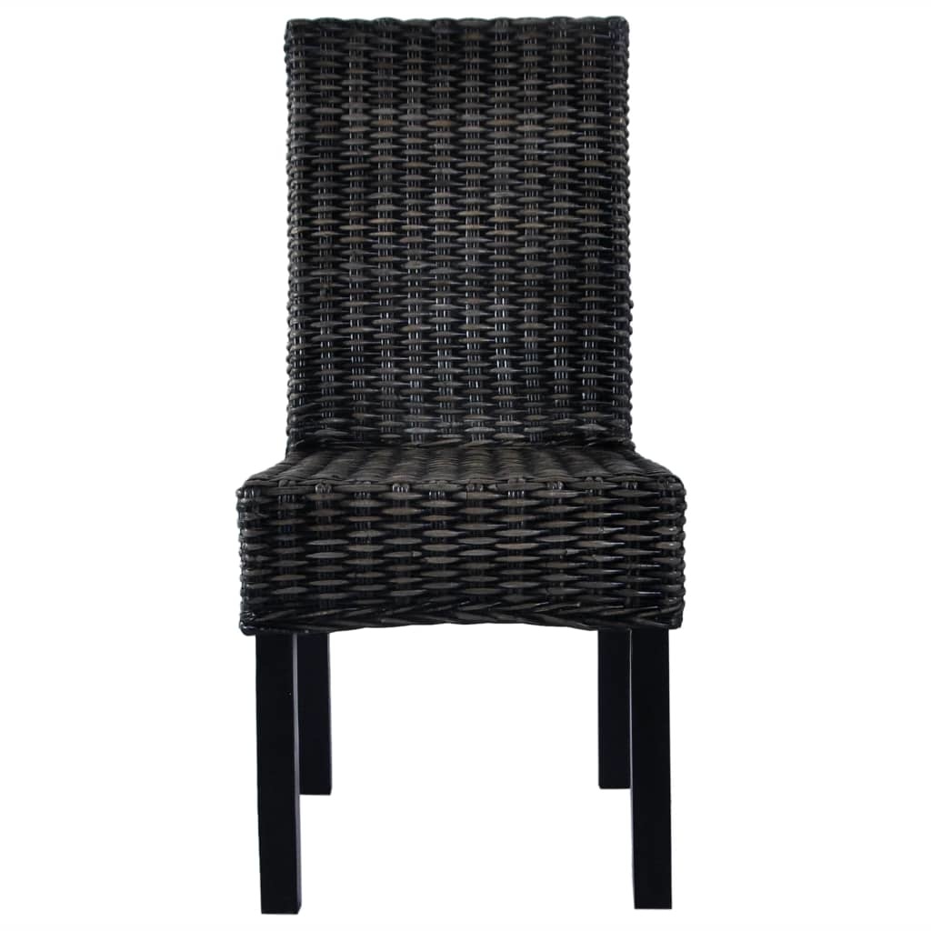 VidaXL Eetkamerstoelen 4 st kubu rattan en mangohout zwart