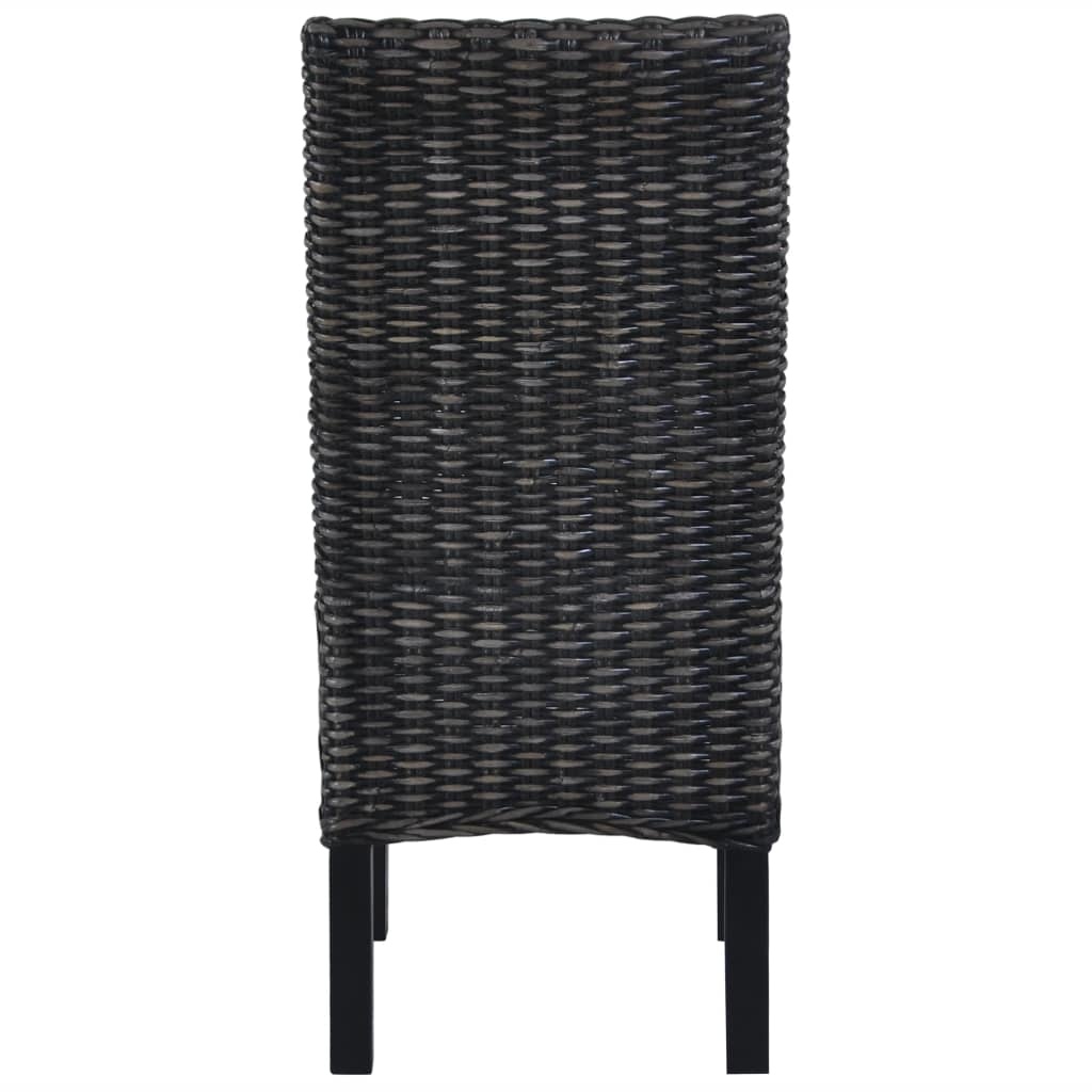 VidaXL Eetkamerstoelen 4 st kubu rattan en mangohout zwart