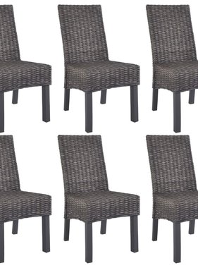 VidaXL Eetkamerstoelen 6 st kubu rattan en mangohout bruin