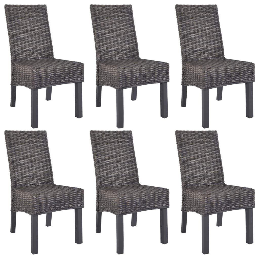 VidaXL Eetkamerstoelen 6 st kubu rattan en mangohout bruin