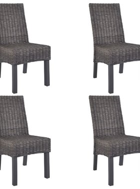 VidaXL Eetkamerstoelen 4 st kubu rattan en mangohout bruin