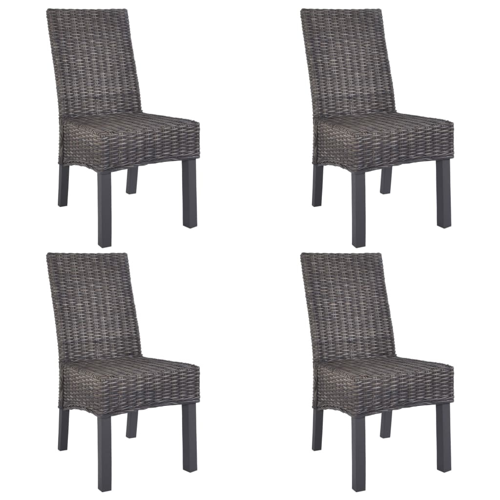 VidaXL Eetkamerstoelen 4 st kubu rattan en mangohout bruin