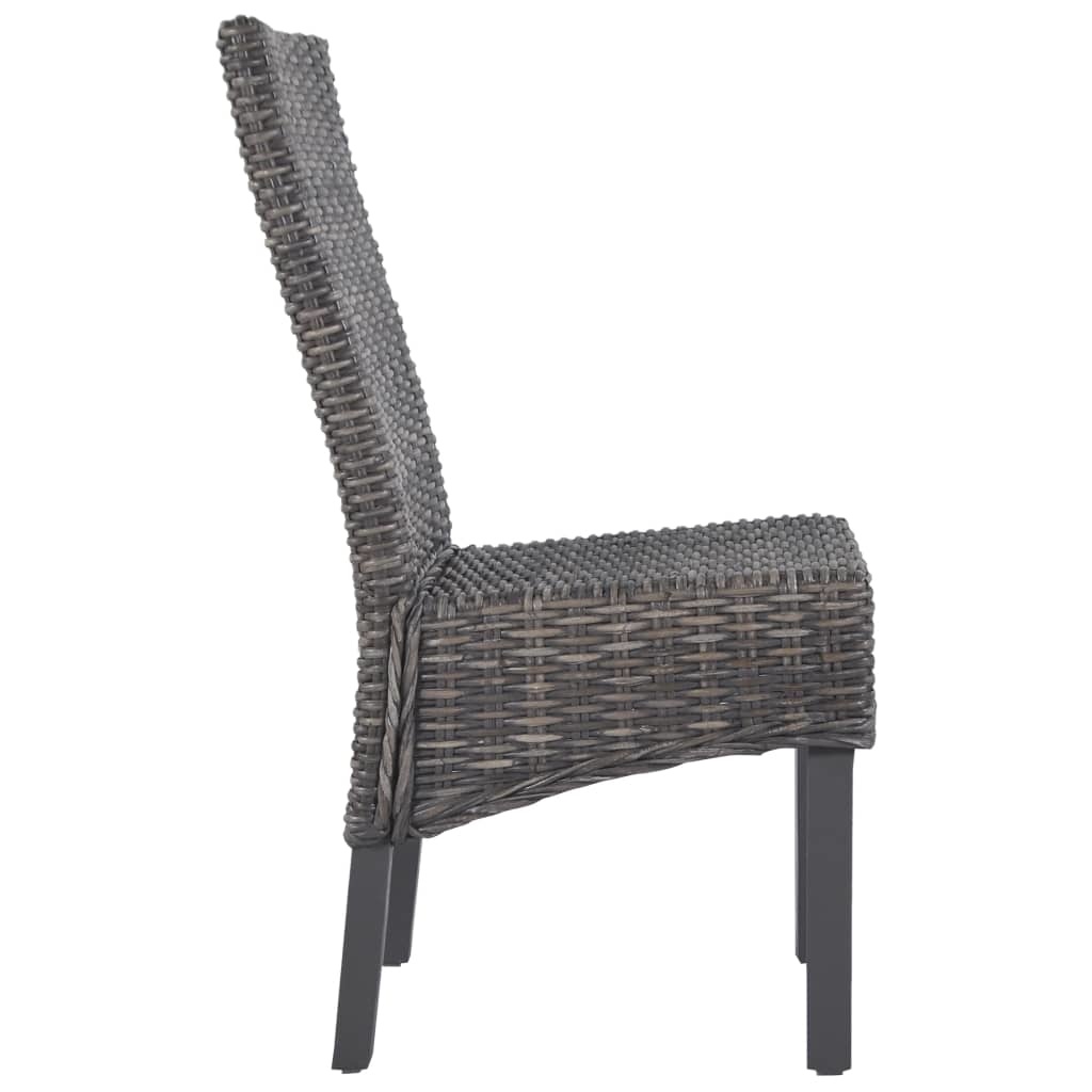 VidaXL Eetkamerstoelen 4 st kubu rattan en mangohout bruin