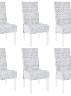VidaXL Eetkamerstoelen 6 st kubu rattan en mangohout grijs